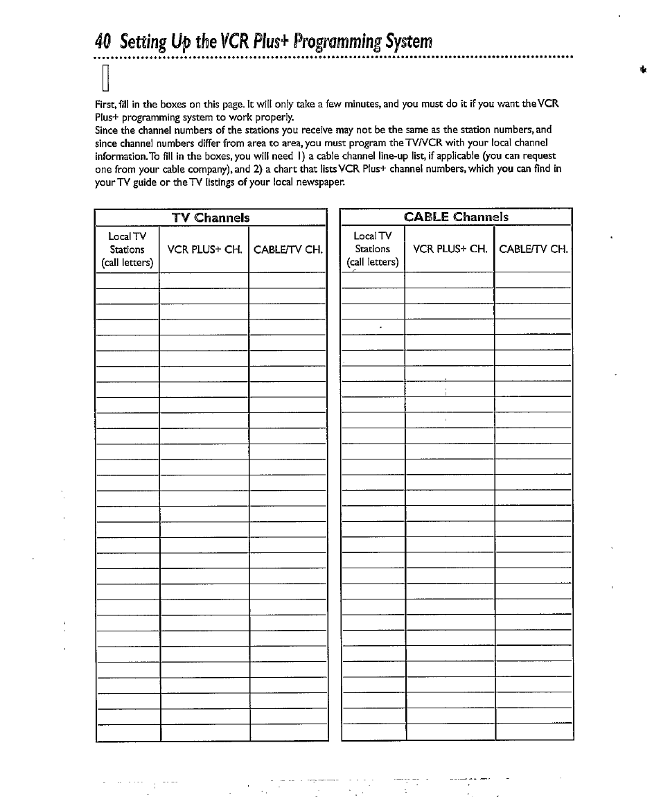 40 setting up the, Plus* programming system | Philips CCX134AT User Manual | Page 40 / 60