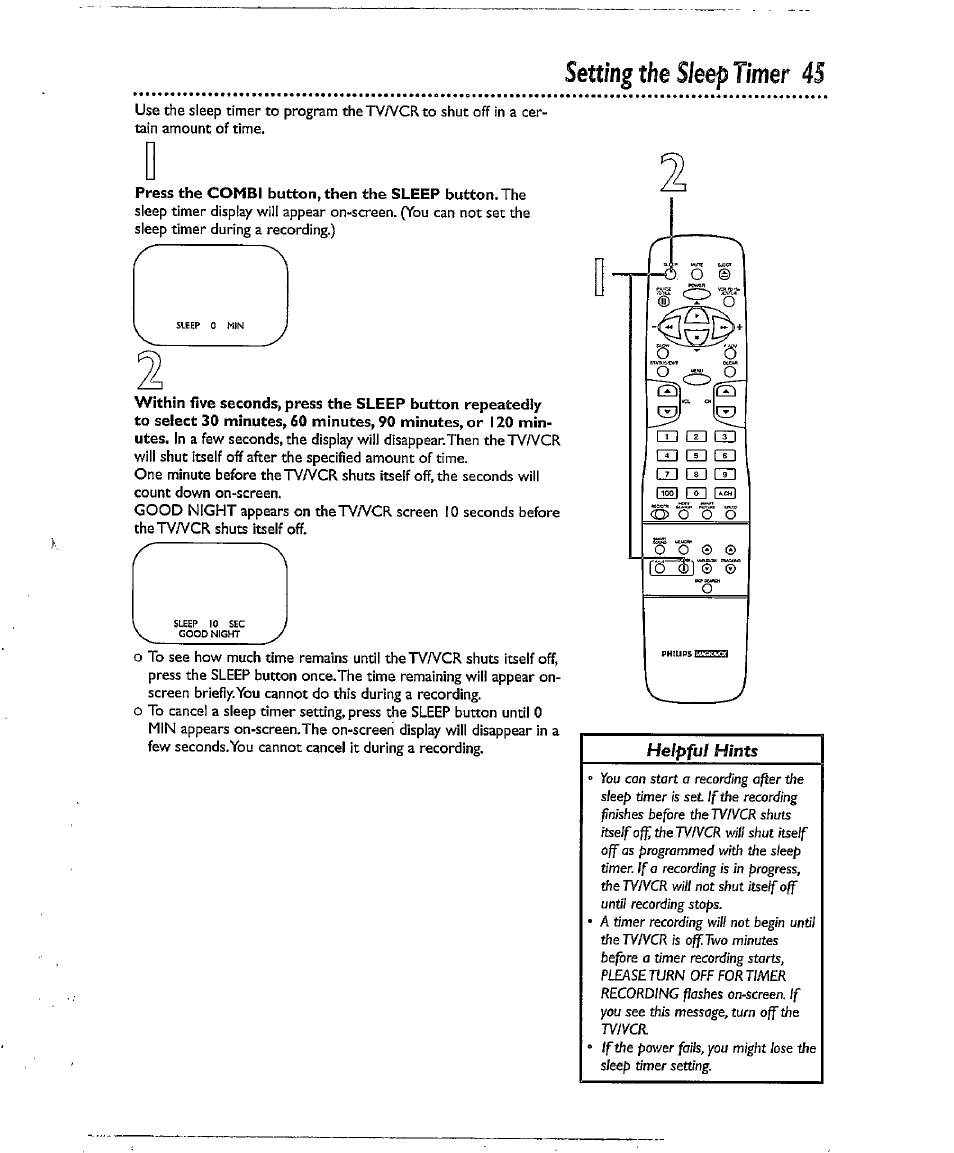 Setting the sleep timer 45, Setting the sleep timer | Philips CCX134AT User Manual | Page 45 / 60