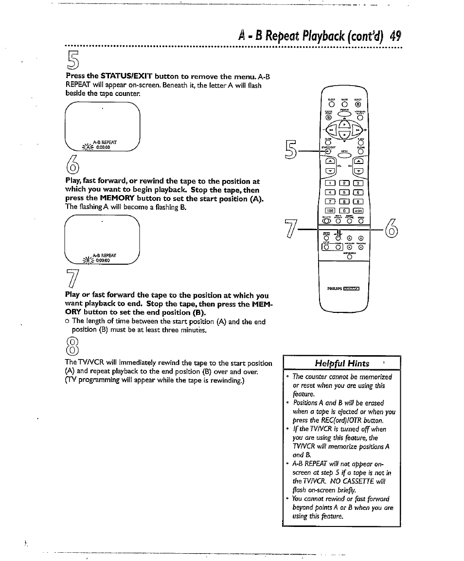 4 - b, Repeat playback (cant’d) 49 | Philips CCX134AT User Manual | Page 49 / 60