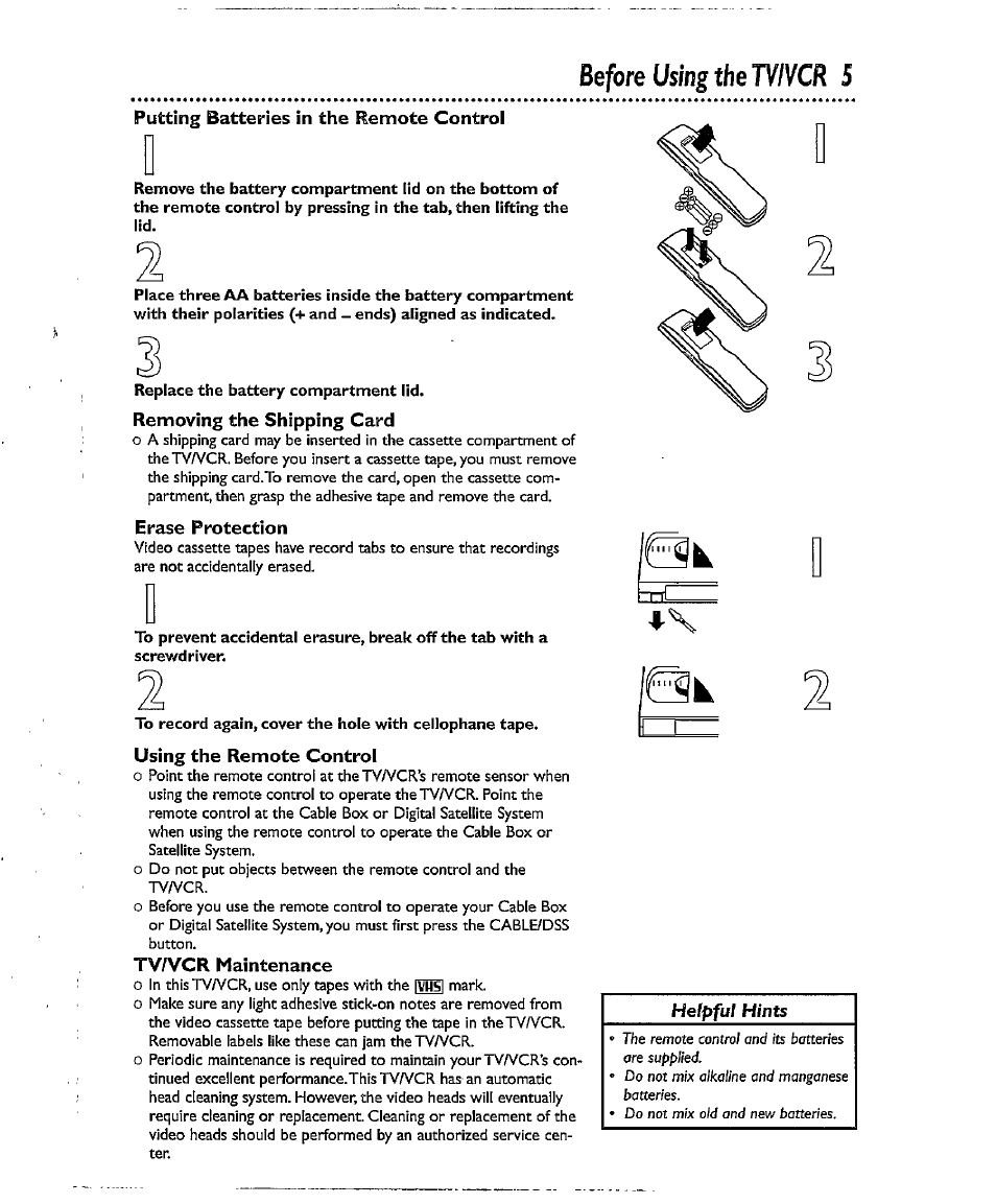Before using the tvivcr 5, Before using the tv/vcr | Philips CCX134AT User Manual | Page 5 / 60