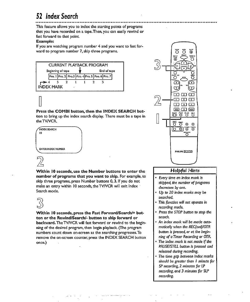 52 index search, Index search | Philips CCX134AT User Manual | Page 52 / 60