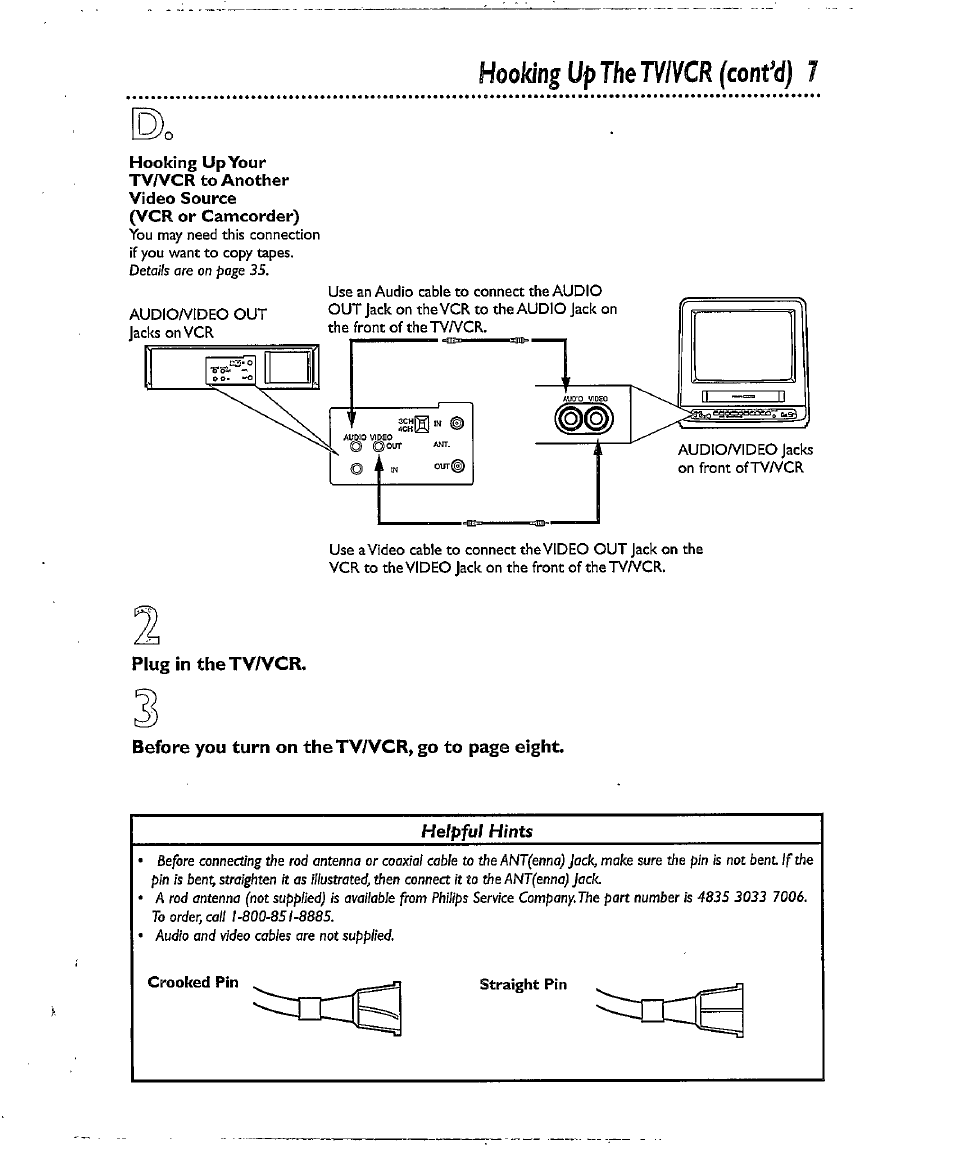 Crooked pin, Straight pin, Hooking | The tvivcr (confd) | Philips CCX134AT User Manual | Page 7 / 60