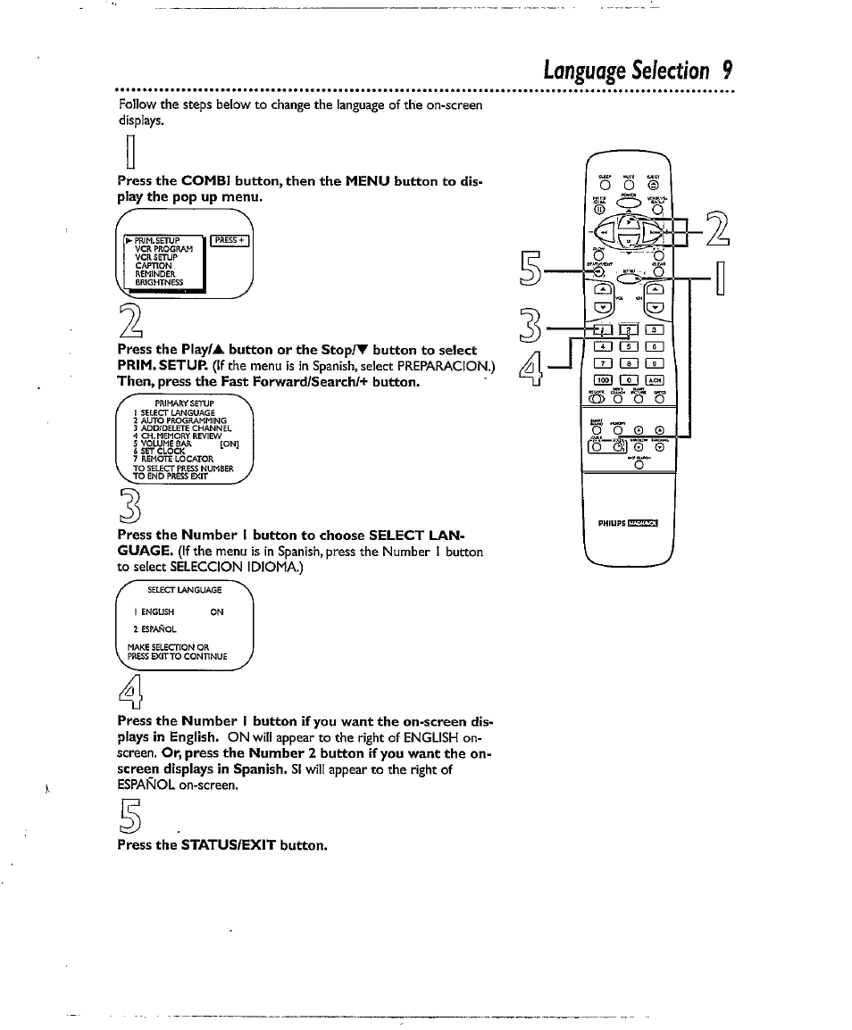 Language selection 9, Language selection | Philips CCX134AT User Manual | Page 9 / 60