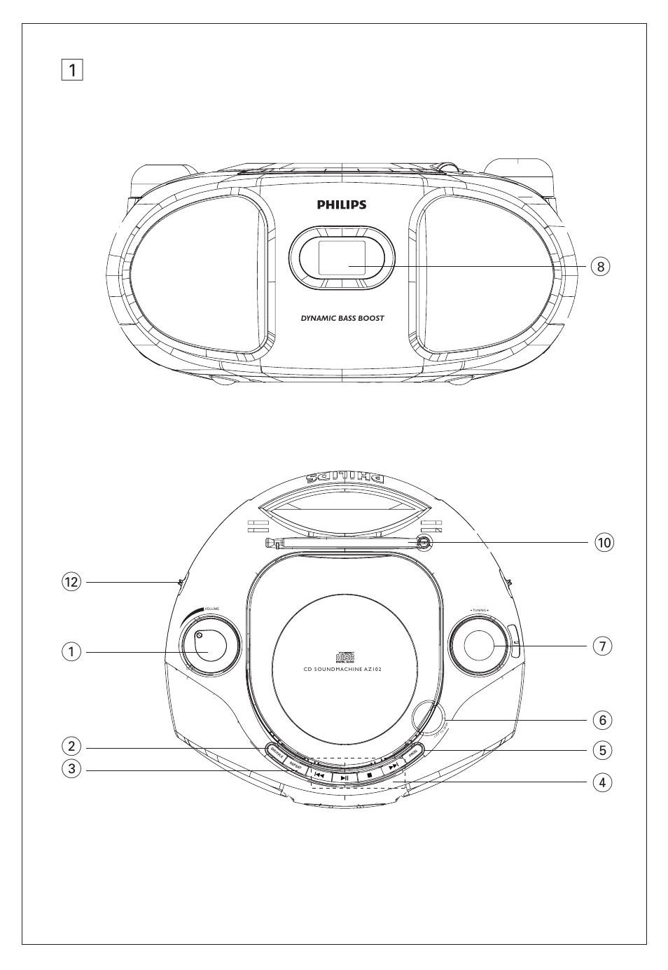 Philips SOUNDMACHINE AZ102B User Manual | Page 2 / 12