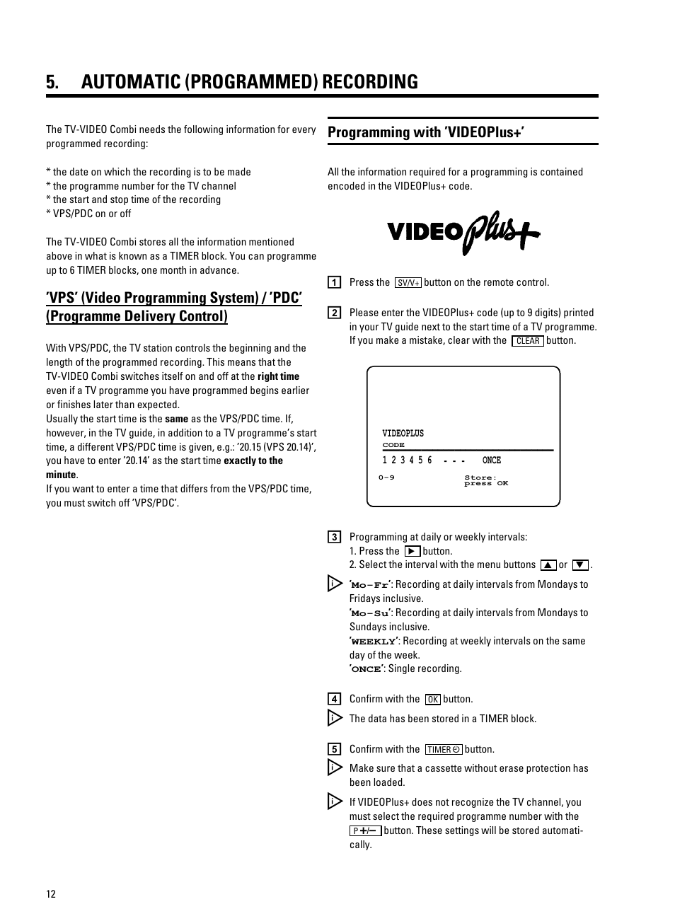 Automatic (programmed) recording, Programming with ’videoplus | Philips 21PV688/05 User Manual | Page 14 / 20