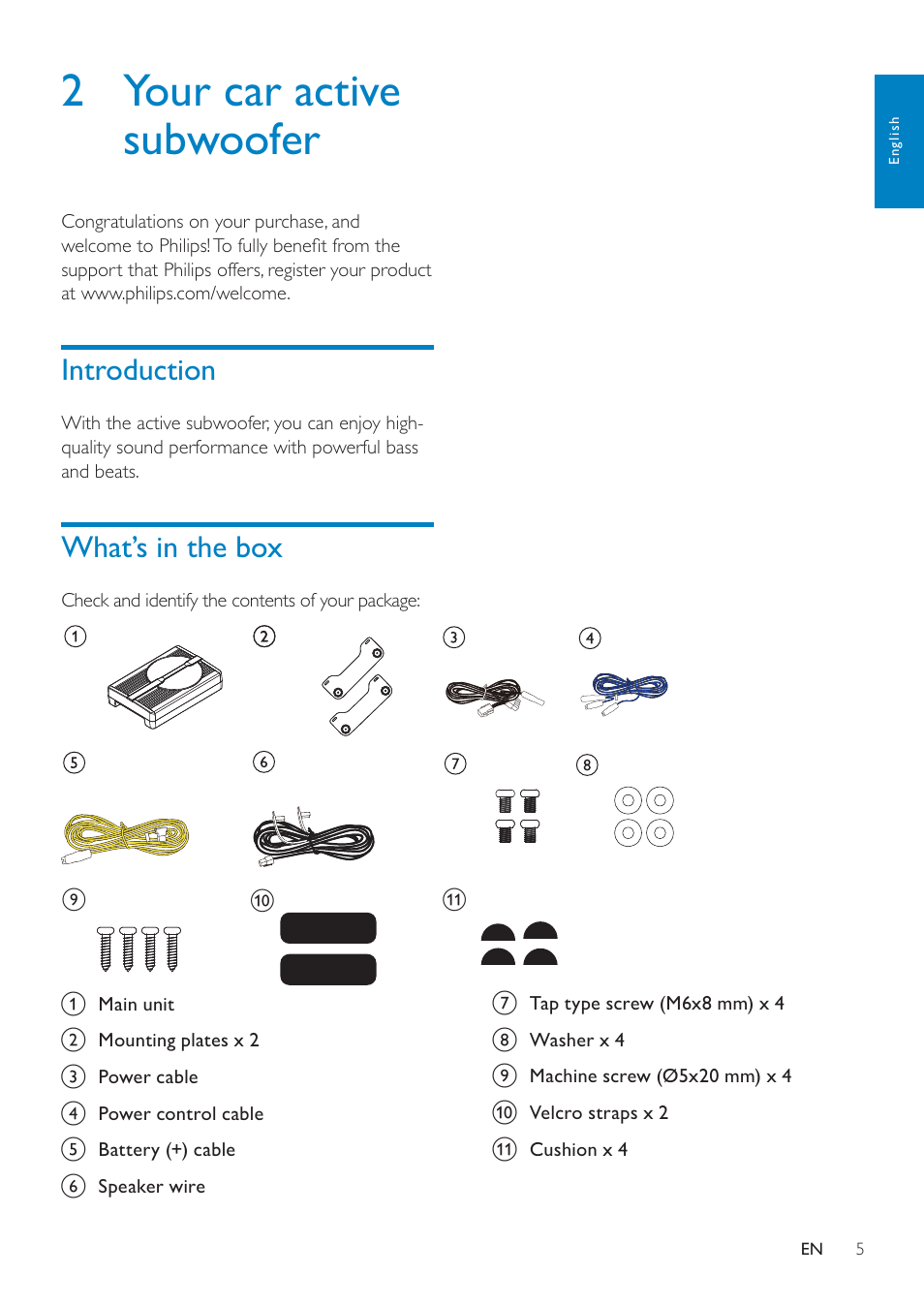 2 your car active subwoofer | Philips CSM1000 User Manual | Page 4 / 11