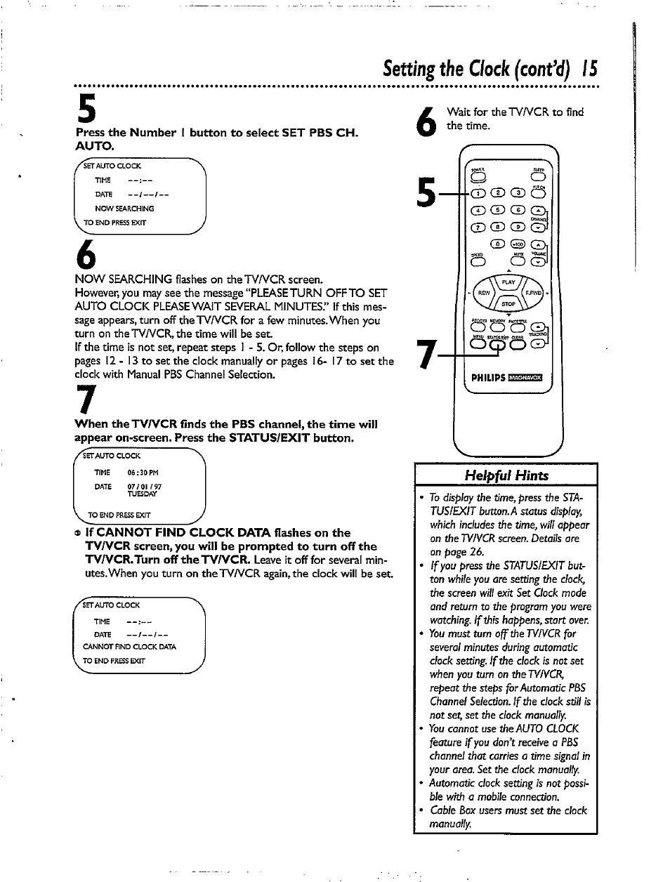 Setting the clock (cont’d) is | Philips CCX092AT User Manual | Page 15 / 52