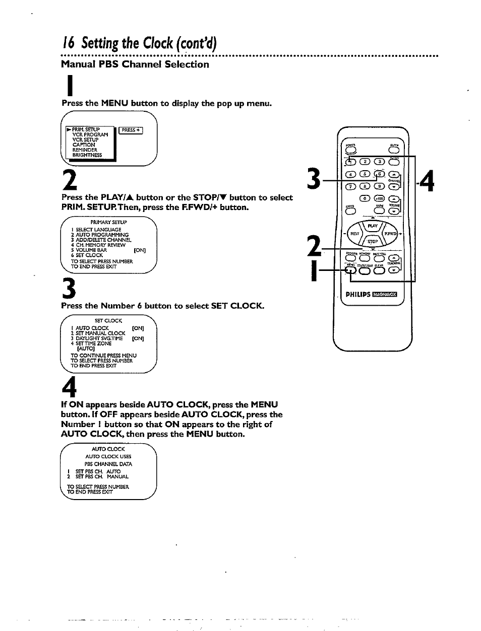 16 setting the clock (cont’d) | Philips CCX092AT User Manual | Page 16 / 52