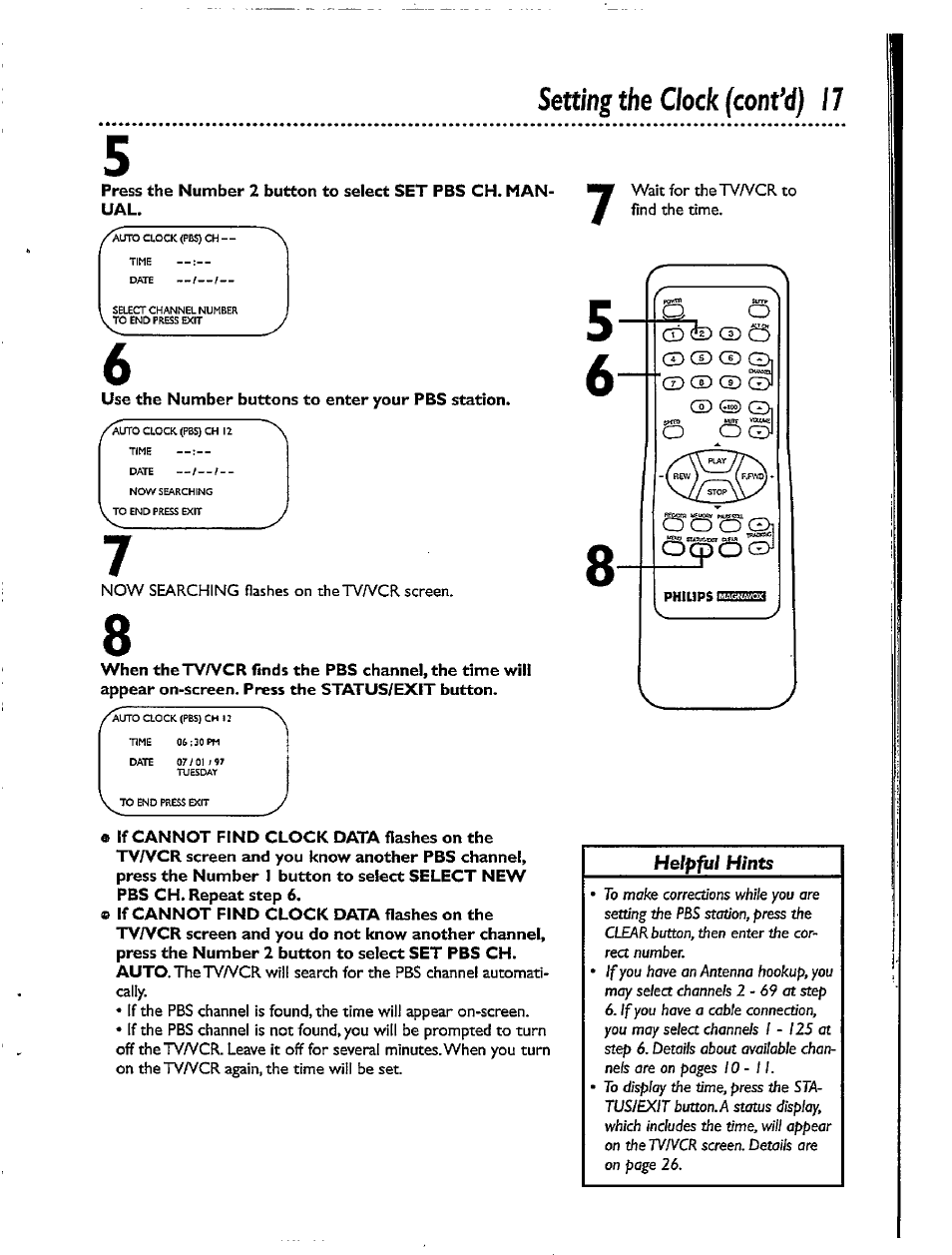 Setting the clock fcont’c/) 17 | Philips CCX092AT User Manual | Page 17 / 52