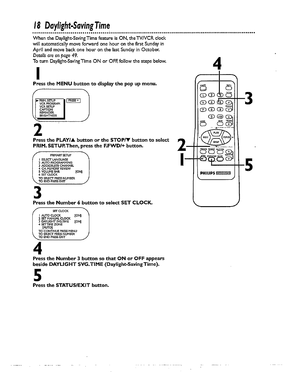 18 daylight-saving time | Philips CCX092AT User Manual | Page 18 / 52