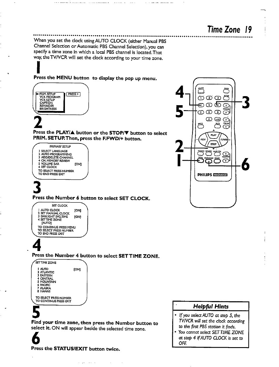 Time zone 19 | Philips CCX092AT User Manual | Page 19 / 52