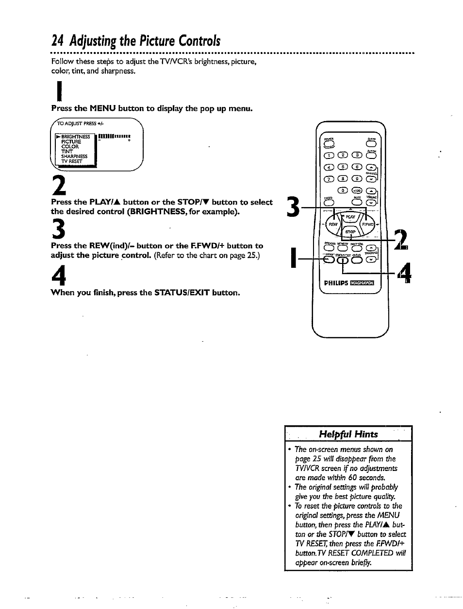 24 adjusting the picture controls | Philips CCX092AT User Manual | Page 24 / 52