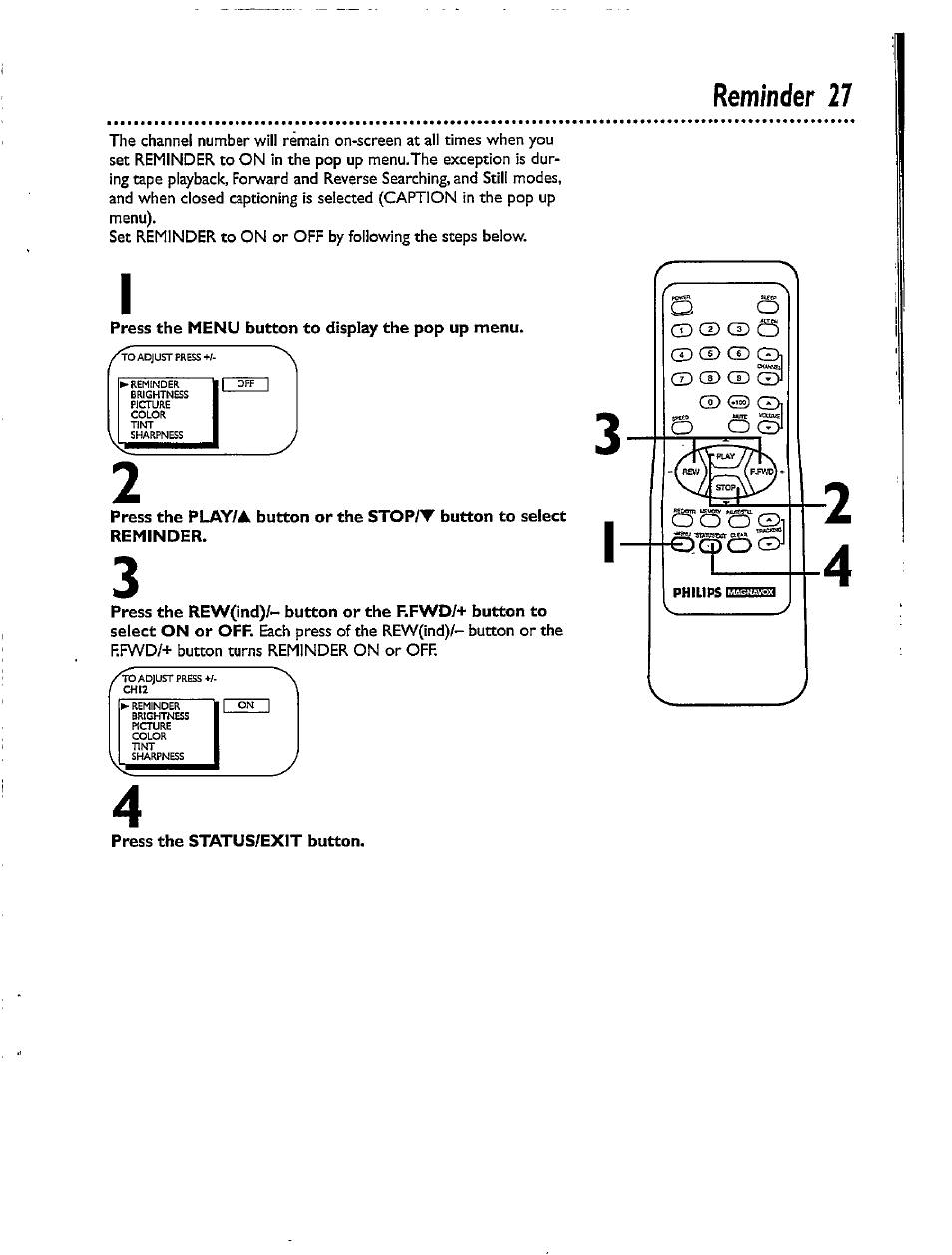 Reminder 27 | Philips CCX092AT User Manual | Page 27 / 52