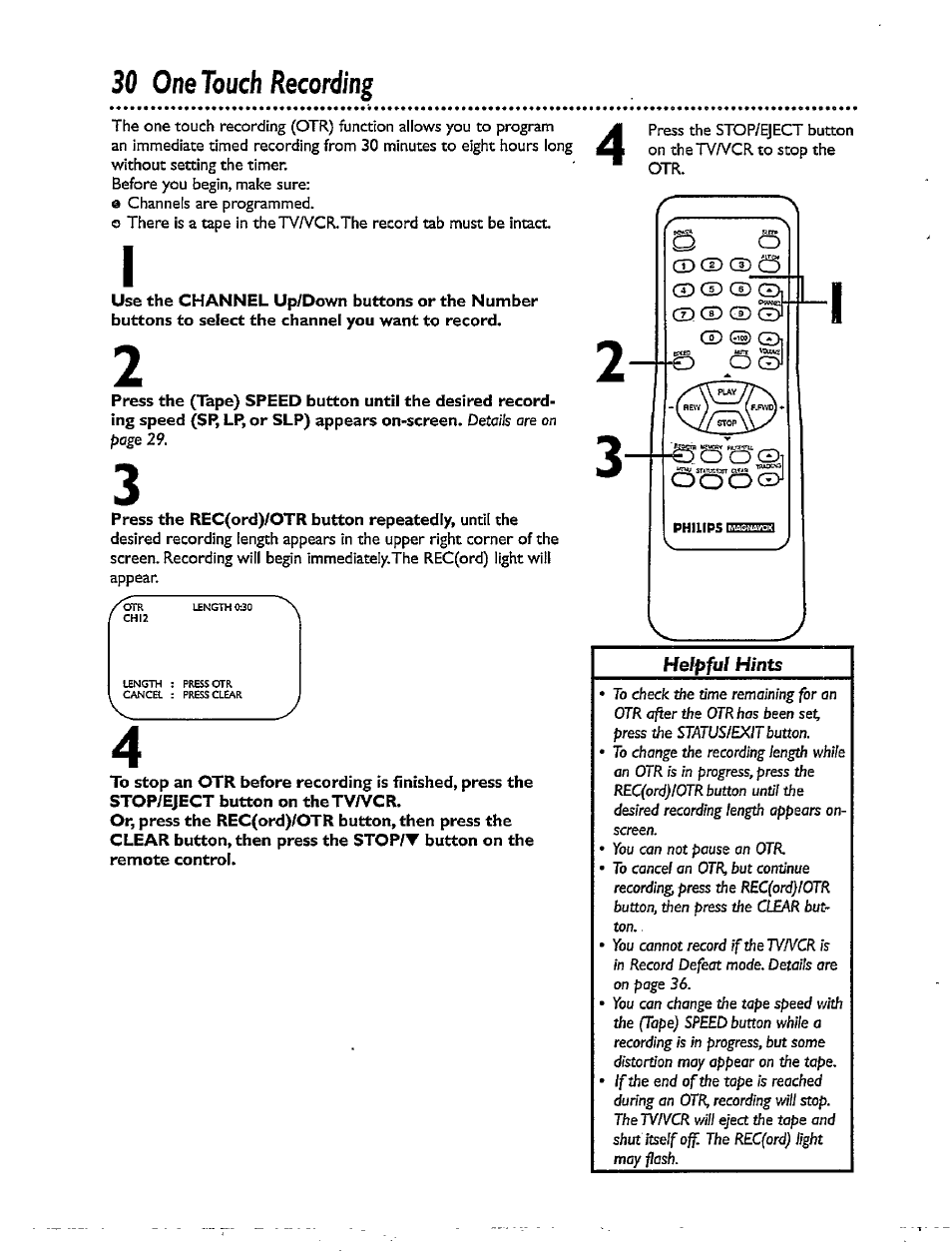 30 one touch recording | Philips CCX092AT User Manual | Page 30 / 52