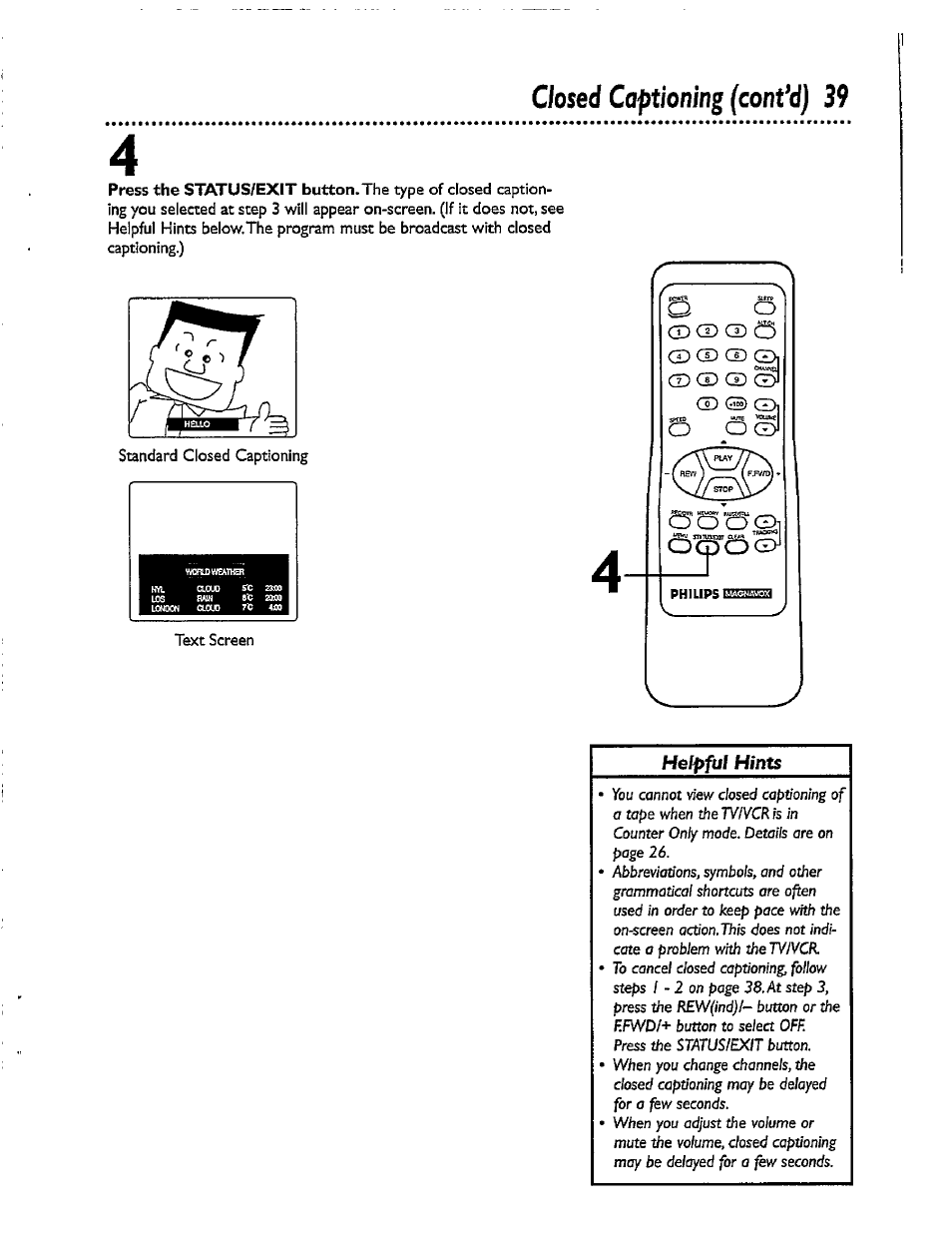 Closed captioning (confd) 39 | Philips CCX092AT User Manual | Page 39 / 52
