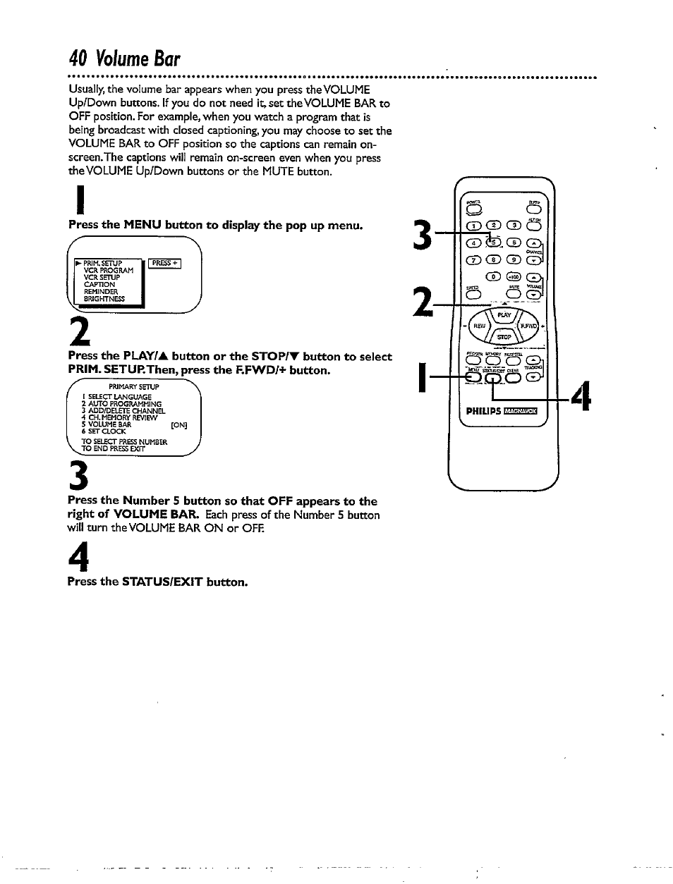 40 volume bar | Philips CCX092AT User Manual | Page 40 / 52