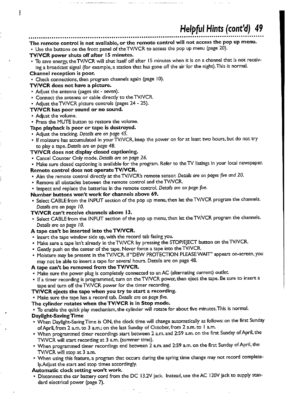 Helpful hints (confd) 49 | Philips CCX092AT User Manual | Page 49 / 52
