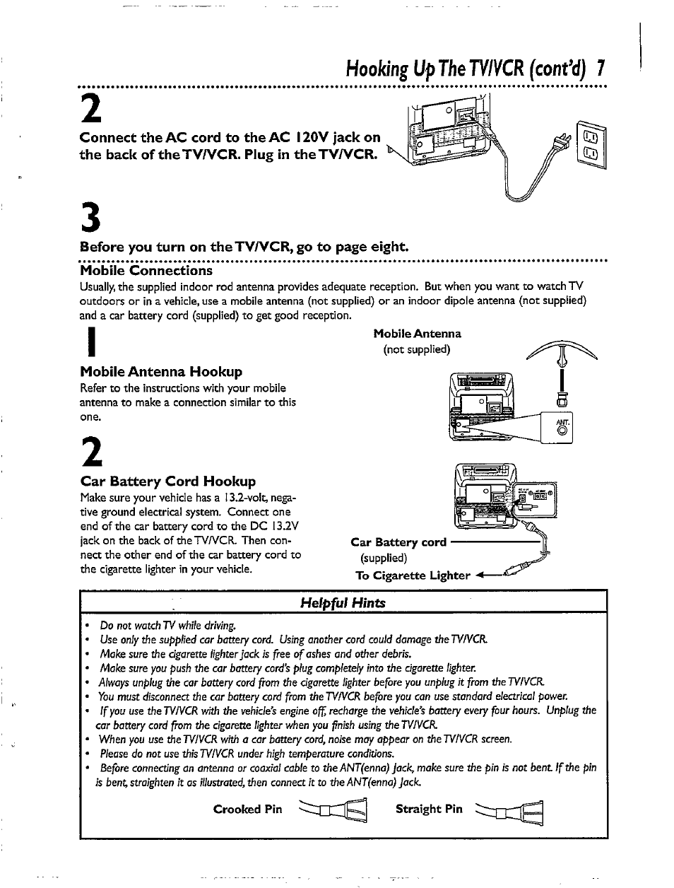 Hooking, The tv/vcr (cont’dj 7 | Philips CCX092AT User Manual | Page 7 / 52