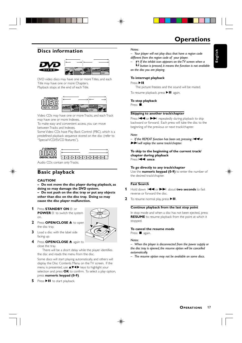 Operations, Discs information, Basic playback | Philips MX-3700D User Manual | Page 19 / 27