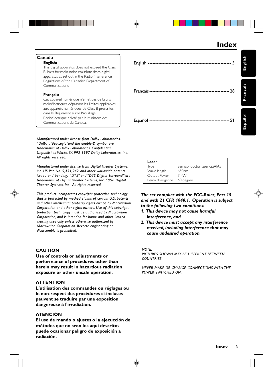 Index | Philips MX-3700D User Manual | Page 5 / 27