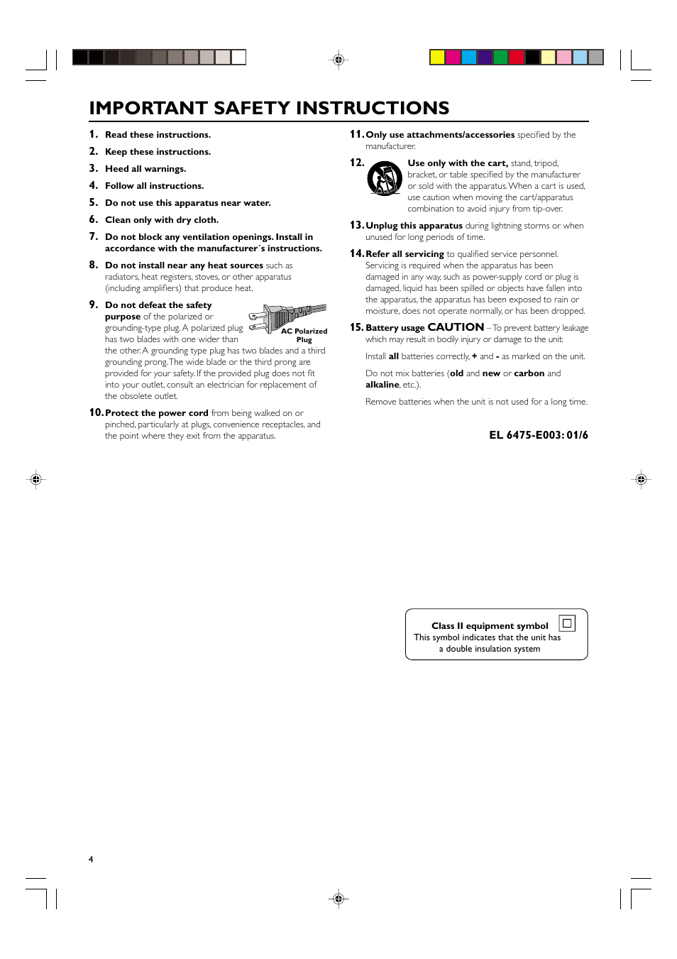 Important safety instructions | Philips MX-3700D User Manual | Page 6 / 27