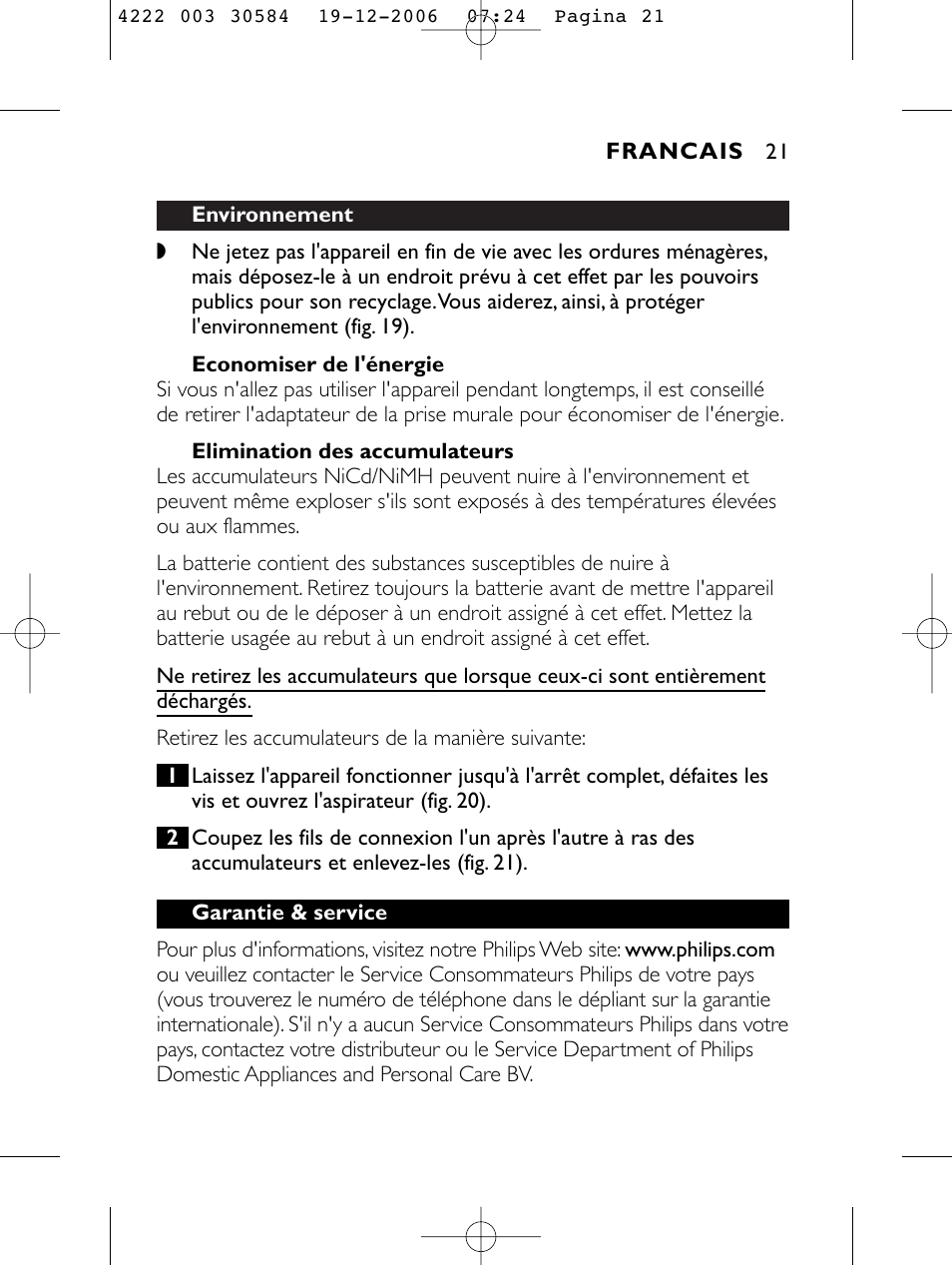Philips FC6051 User Manual | Page 21 / 80