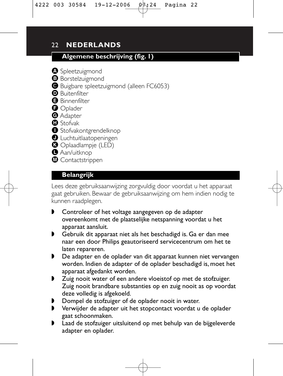 Philips FC6051 User Manual | Page 22 / 80