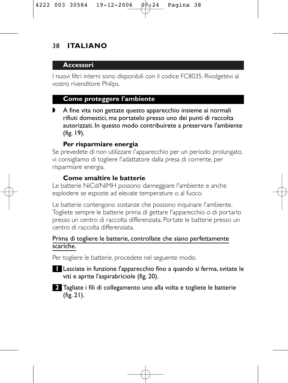 Philips FC6051 User Manual | Page 38 / 80