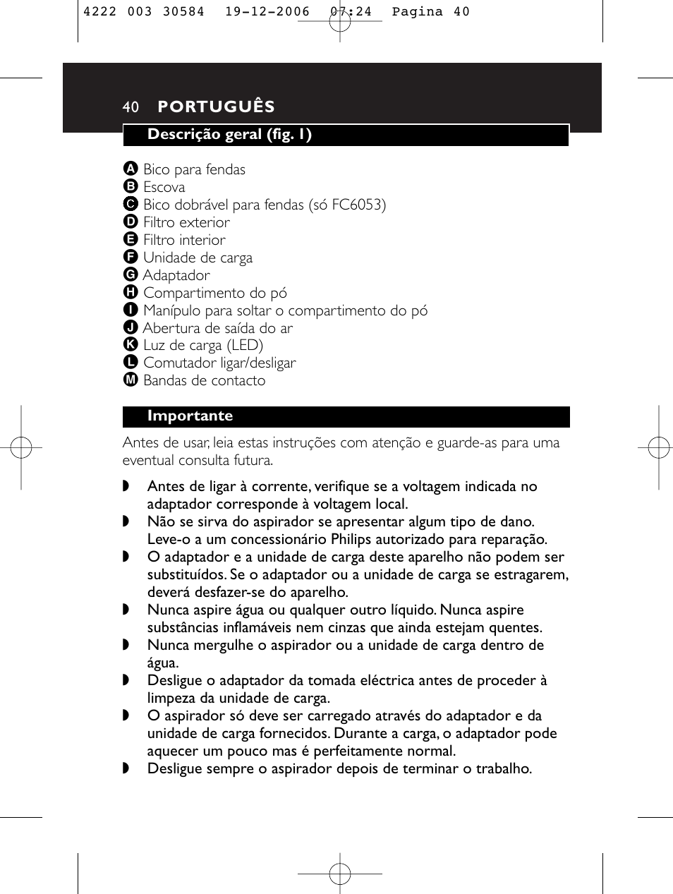 Philips FC6051 User Manual | Page 40 / 80
