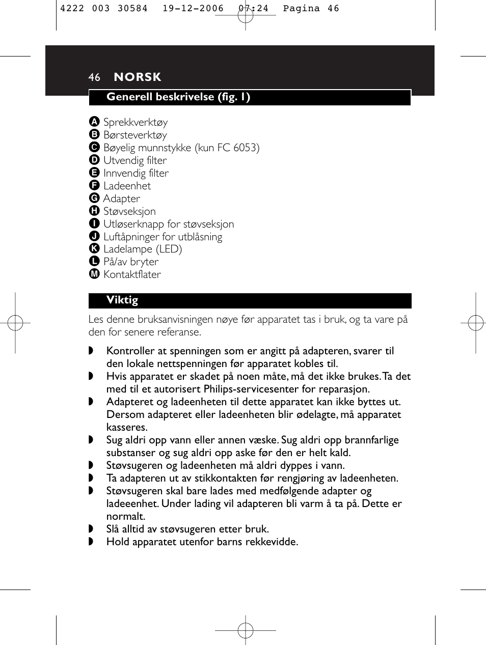 Philips FC6051 User Manual | Page 46 / 80