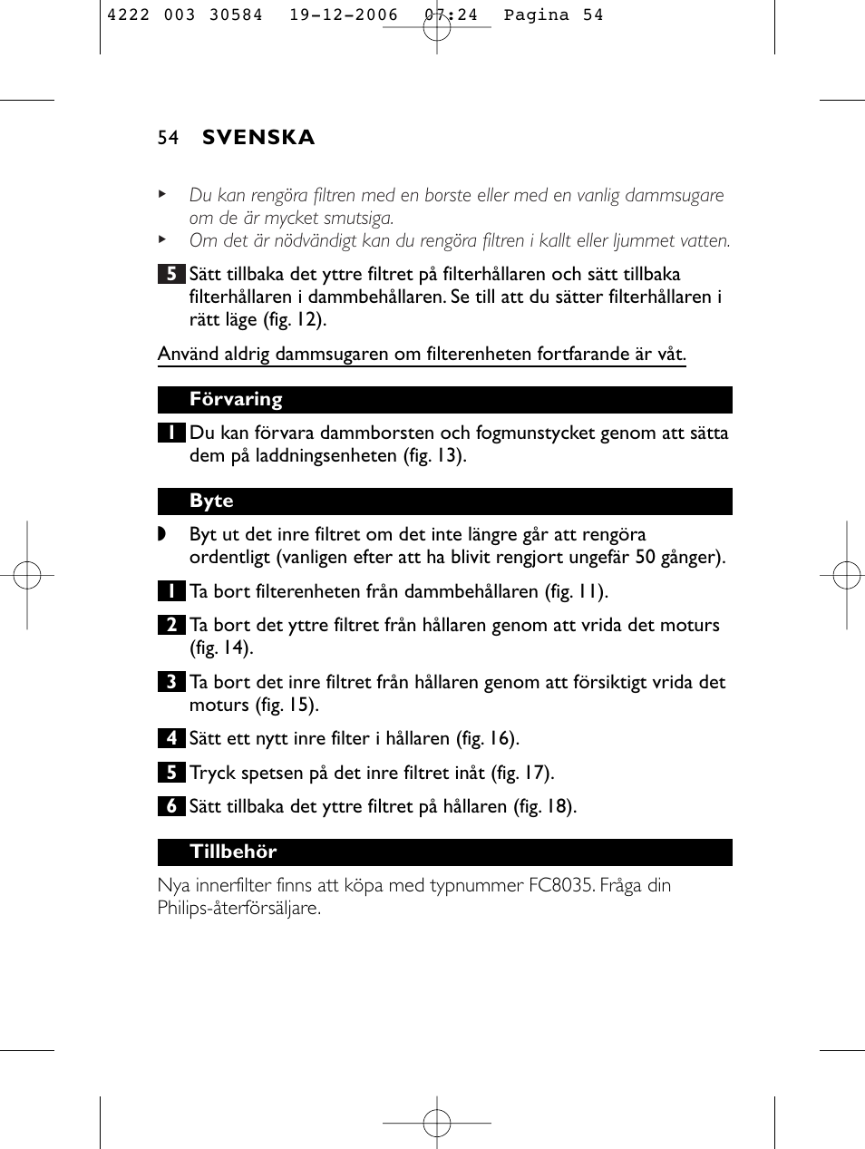 Philips FC6051 User Manual | Page 54 / 80