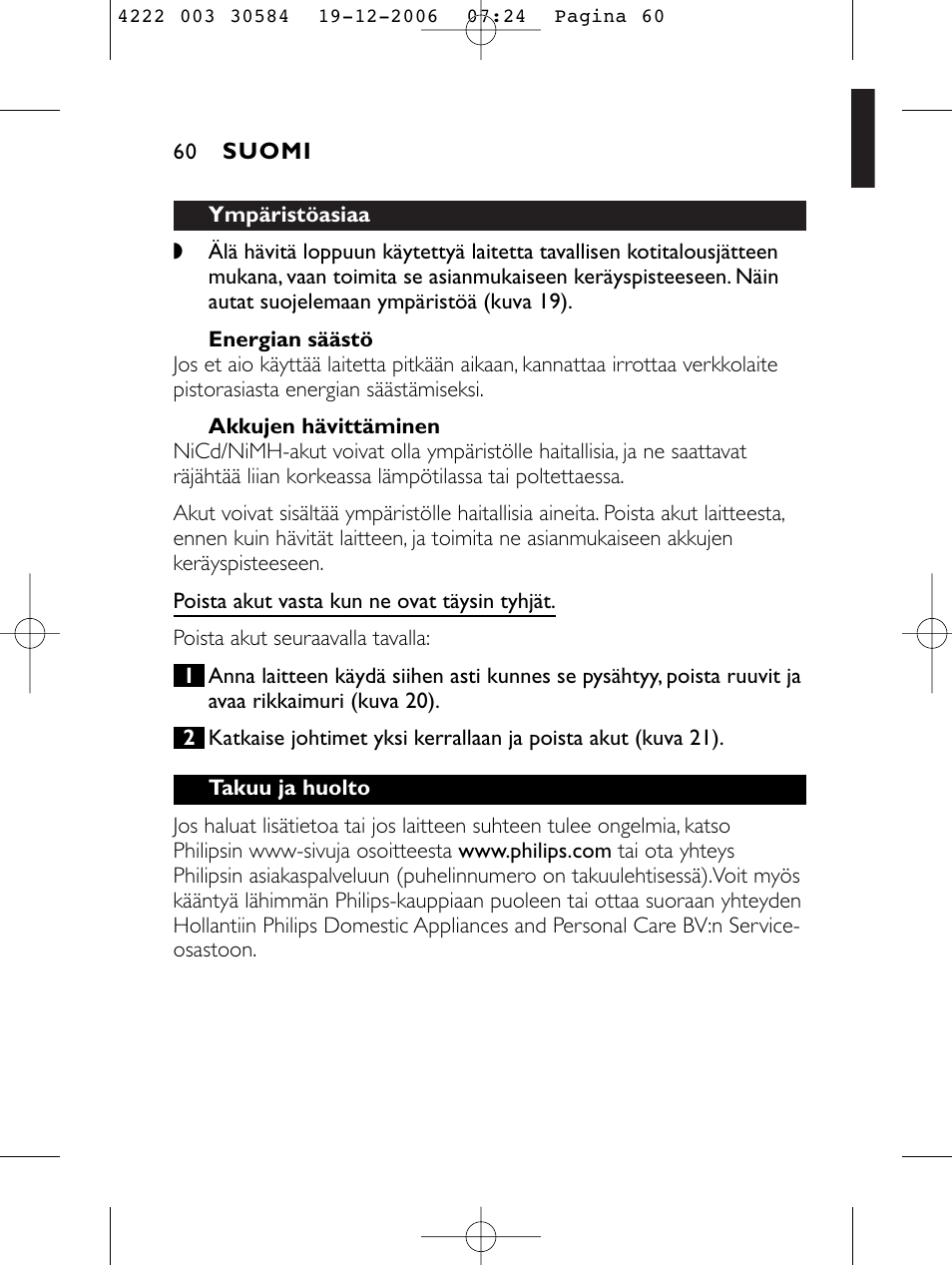 Philips FC6051 User Manual | Page 60 / 80
