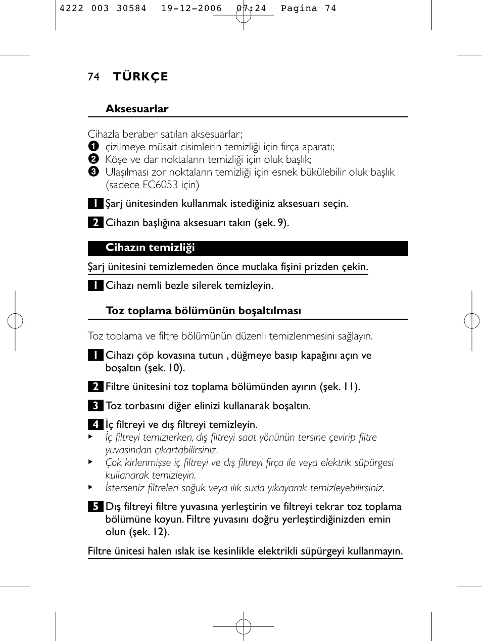 Philips FC6051 User Manual | Page 74 / 80