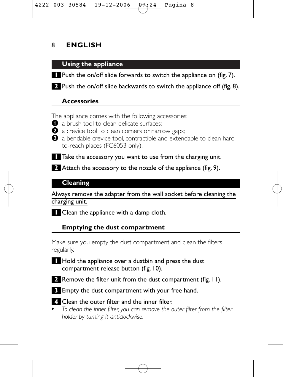 Philips FC6051 User Manual | Page 8 / 80