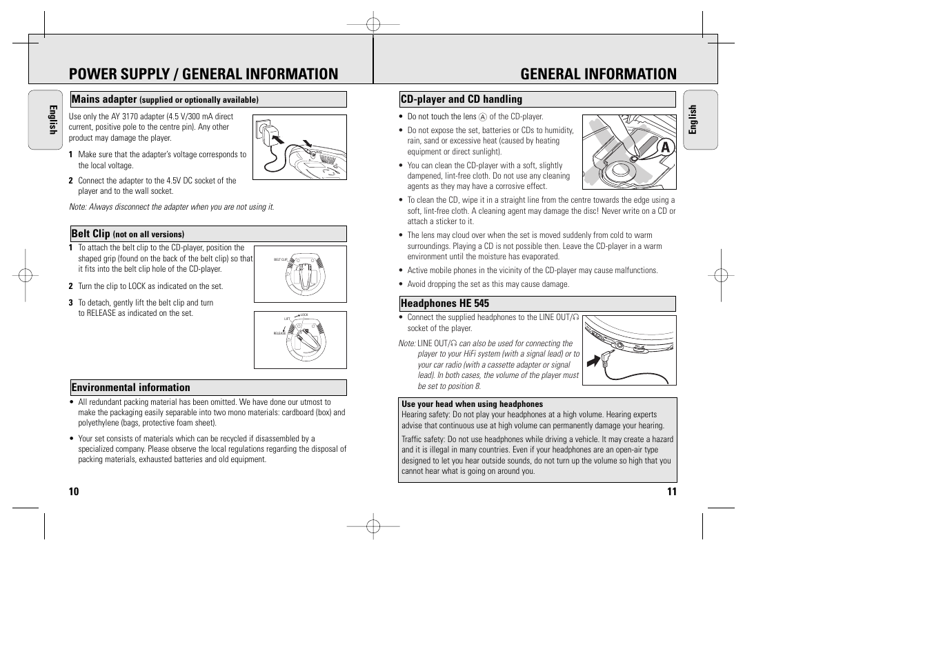 General information, Power supply / general information, 5v dc | Philips AX2011 User Manual | Page 7 / 17