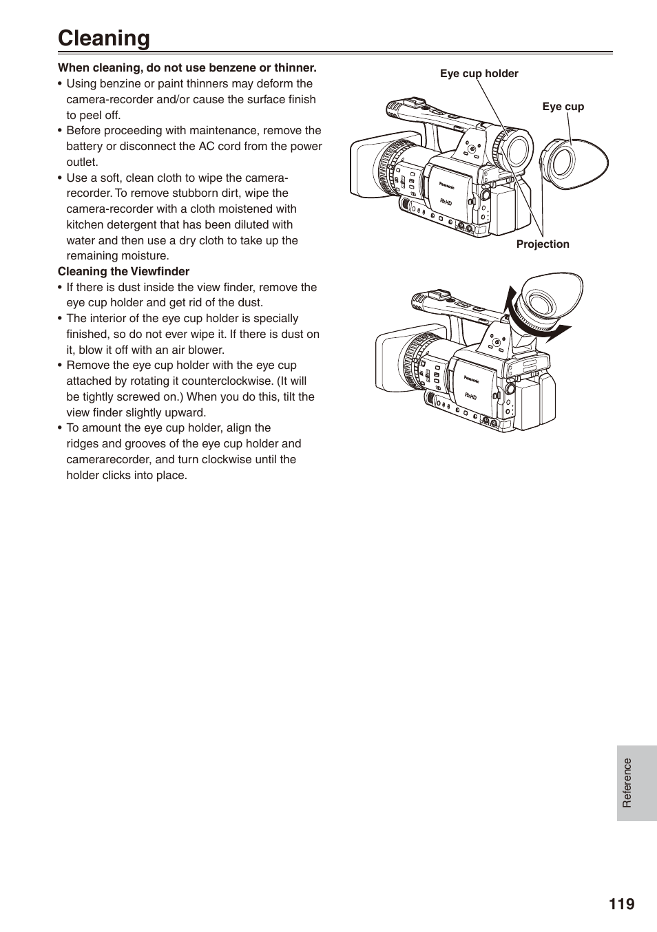 Cleaning | Philips P2HD AG-HPX170P User Manual | Page 119 / 128