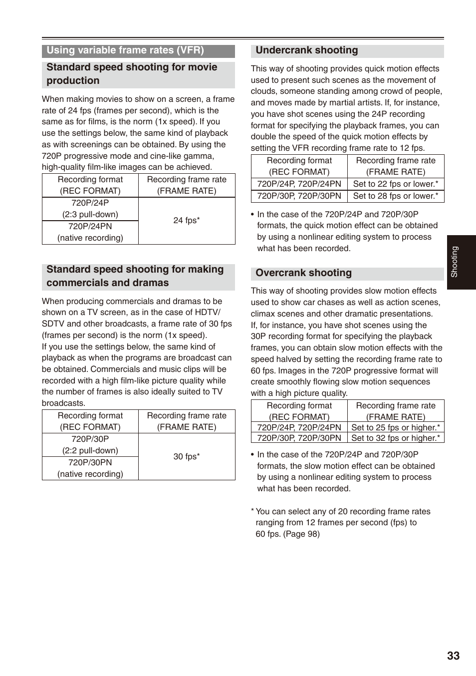 Using variable frame rates (vfr) | Philips P2HD AG-HPX170P User Manual | Page 33 / 128