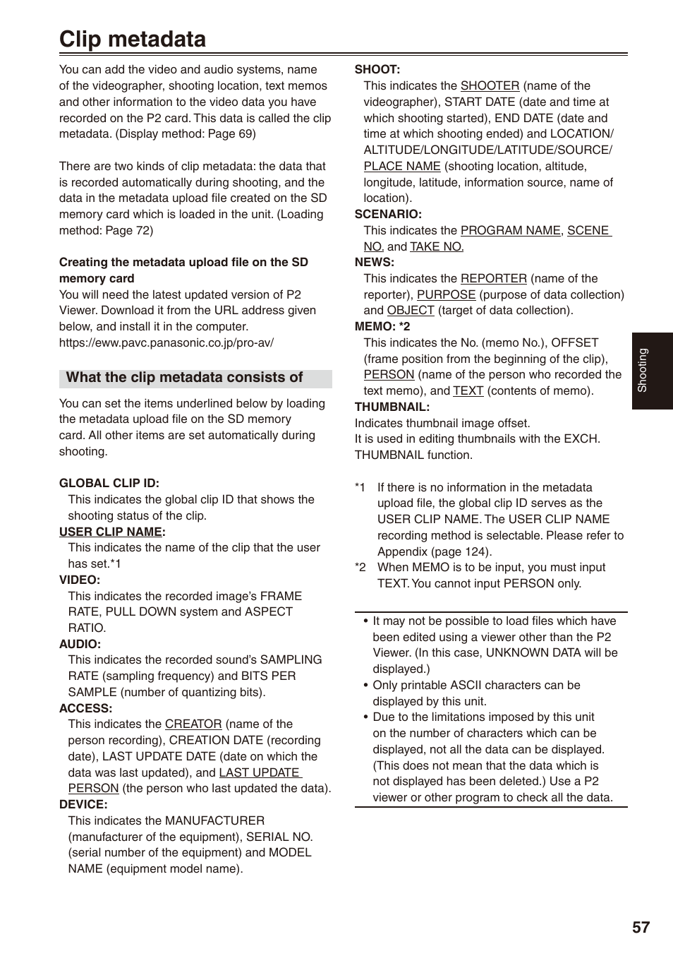 Clip metadata | Philips P2HD AG-HPX170P User Manual | Page 57 / 128