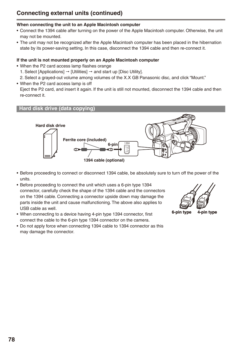 Hard disk drive (data copying), And 78, 78 connecting external units (continued) | Philips P2HD AG-HPX170P User Manual | Page 78 / 128