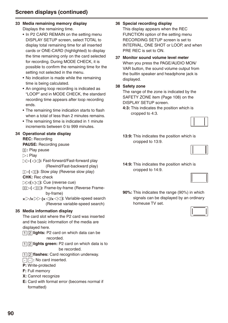 Screen displays (continued) | Philips P2HD AG-HPX170P User Manual | Page 90 / 128