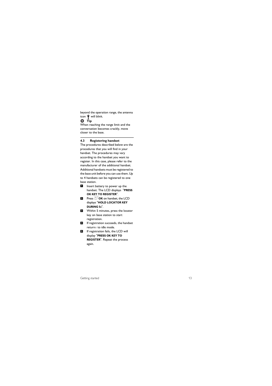 3 registering handset | Philips CD 1550 User Manual | Page 15 / 26