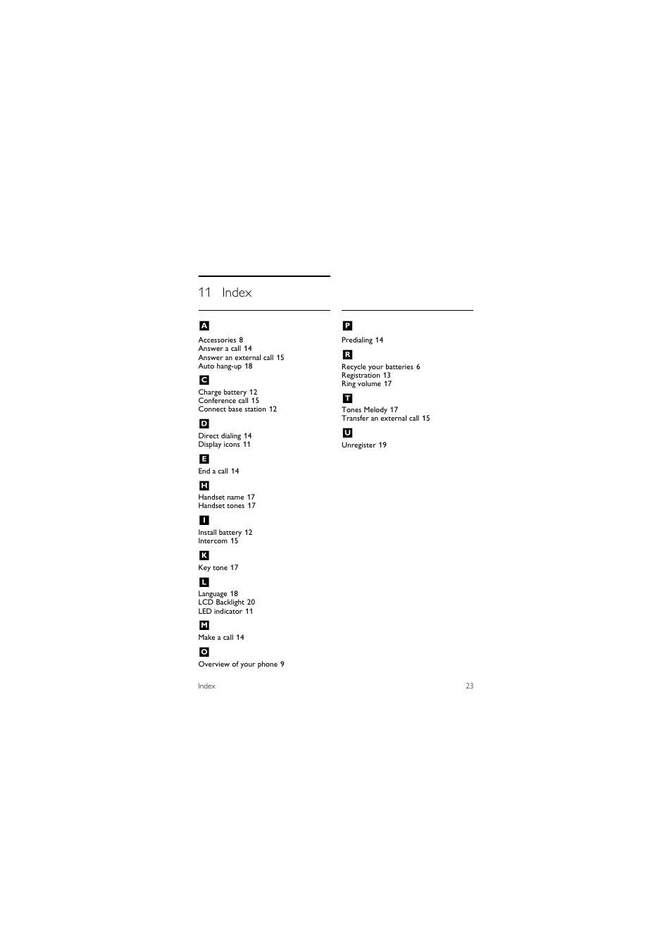 11 index, 11 index a | Philips CD 1550 User Manual | Page 25 / 26