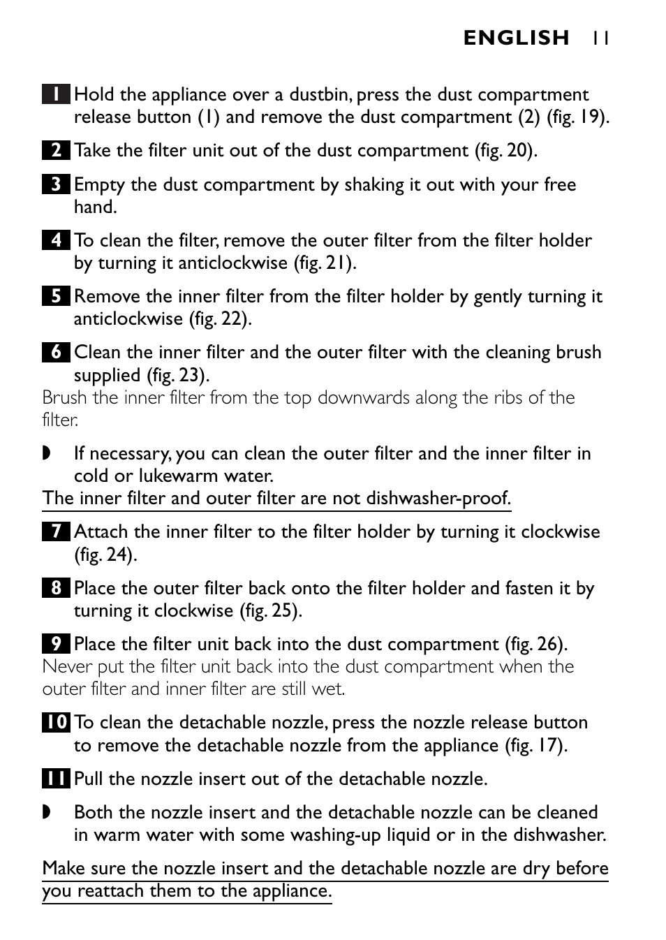 Philips FC6090 User Manual | Page 11 / 116