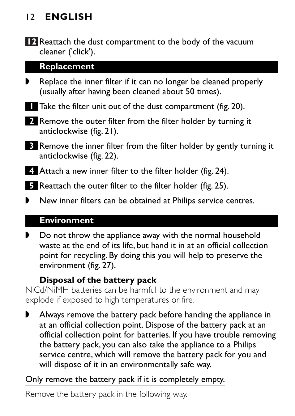 Philips FC6090 User Manual | Page 12 / 116