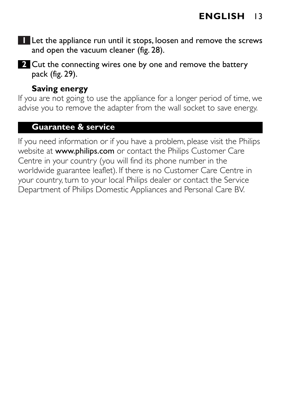 Philips FC6090 User Manual | Page 13 / 116