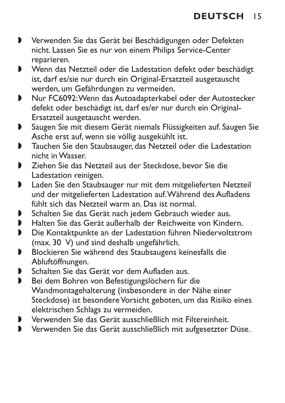 Philips FC6090 User Manual | Page 15 / 116