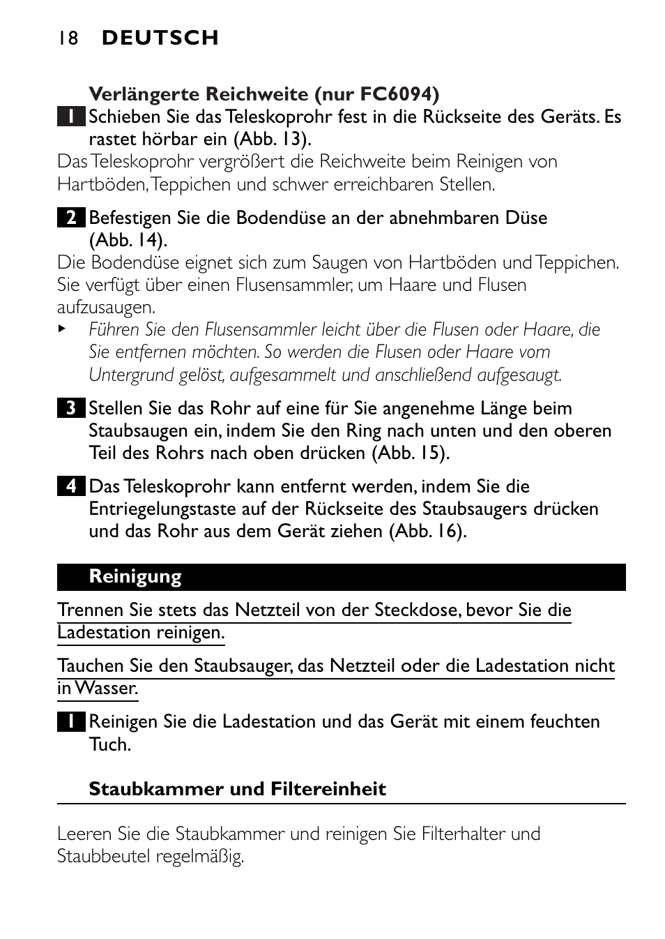 Philips FC6090 User Manual | Page 18 / 116