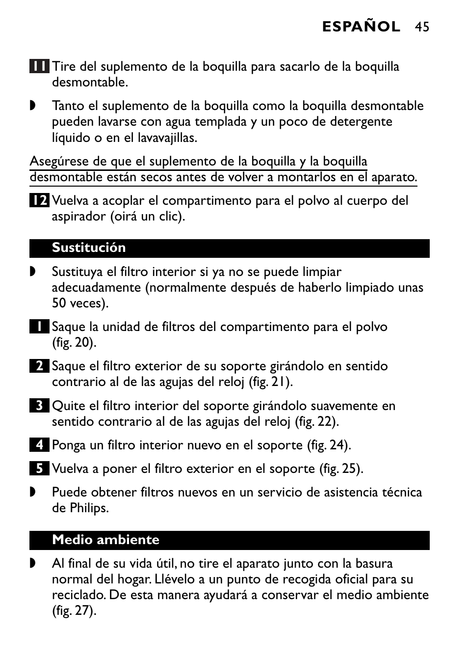 Philips FC6090 User Manual | Page 45 / 116