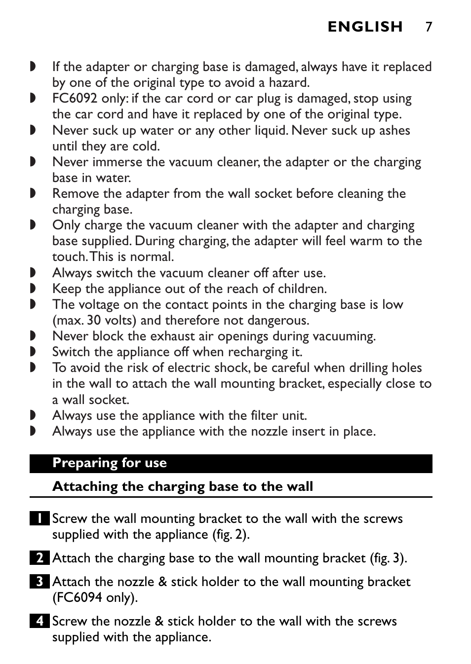 Philips FC6090 User Manual | Page 7 / 116