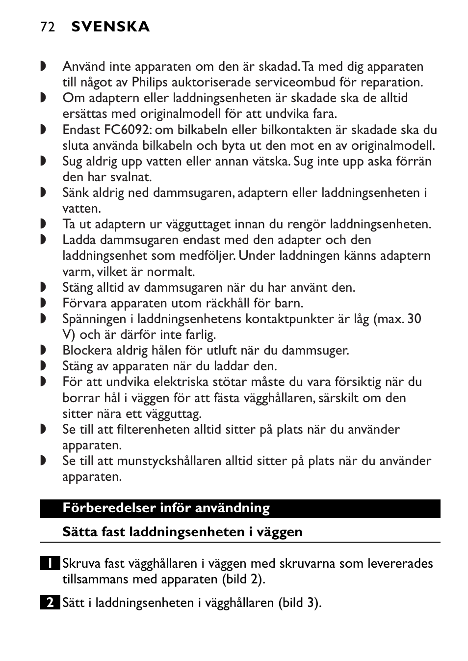 Philips FC6090 User Manual | Page 72 / 116